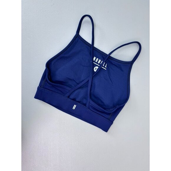 Nobull women's XS blue matte high-neck sports bra low impact athletic gym - Picture 3 of 4